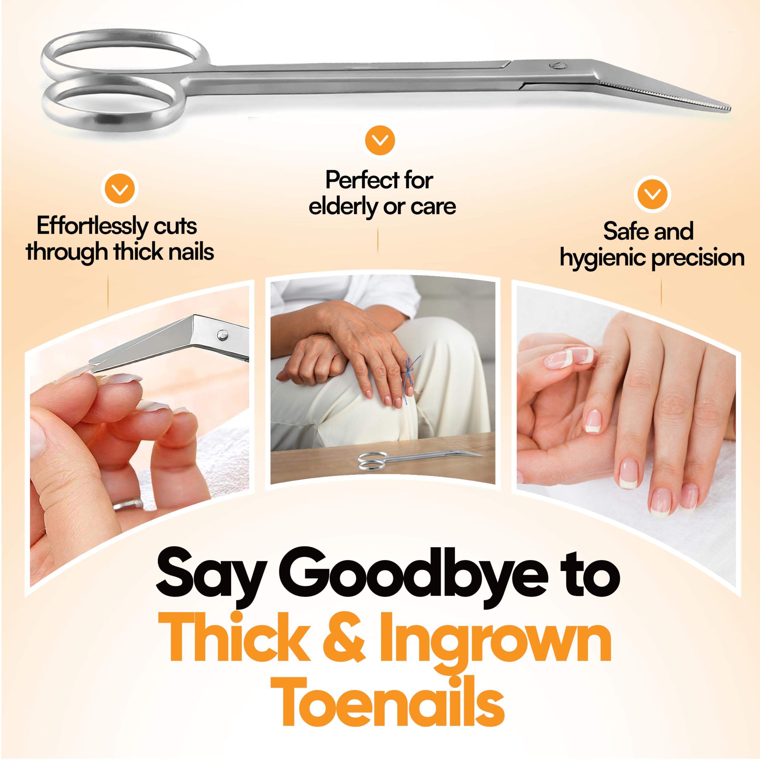 Long Handle Toenail Scissors - 6” Long Handled Nail Clippers for Seniors Podiatrist Manicure Pedicure Podiatry for Elderly Men Women Ingrown Toe Nails Fingernail Cuticle Trimmer Cutter Stainless Steel