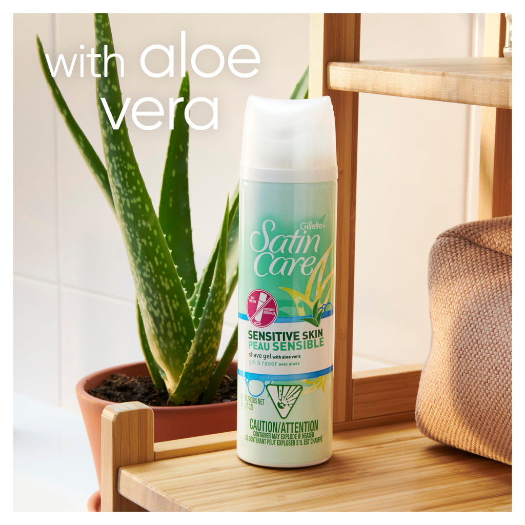 Gillette Venus Satin Care Sensitive Skin Shave Gel for Women, 7 Oz, Pack of 2
