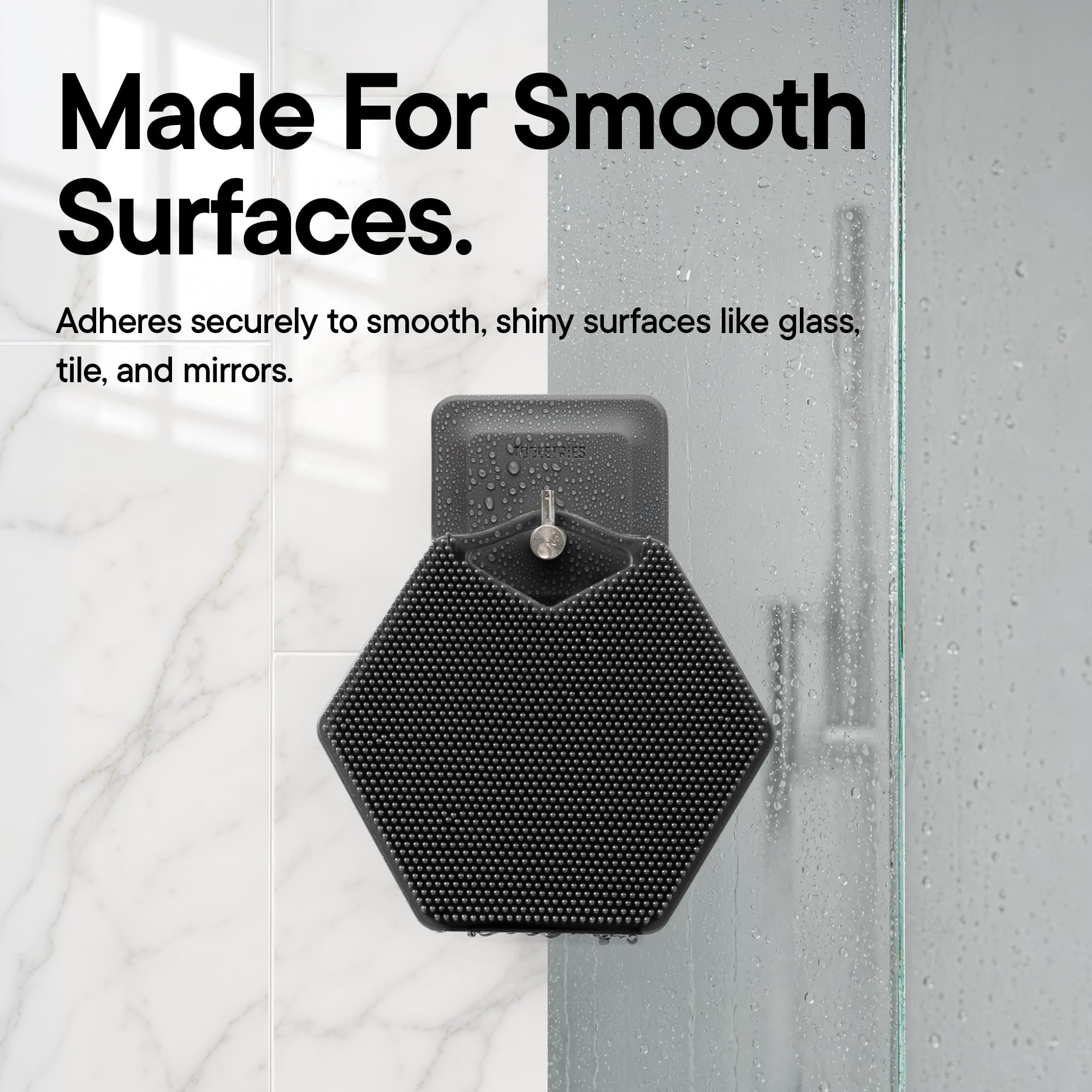 TOOLETRIES Arnold Silicone Shower Hook, Adhesive Bathroom Hook - Charcoal