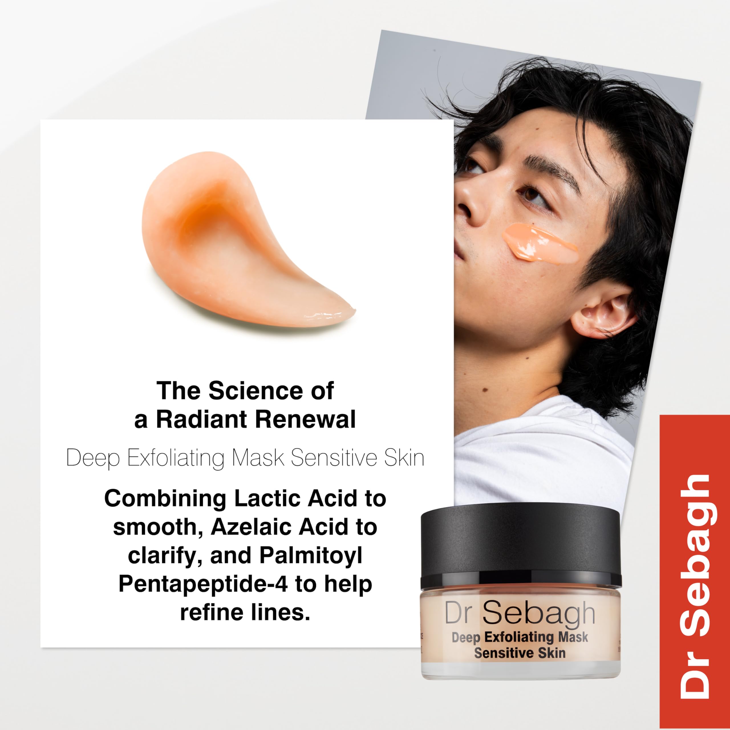 Dr Sebagh Deep Exfoliating Mask (1.7 fl oz) - Gentle Exfoliating for Sensitive Skin - Lactic Acid Detox Face & Pore Cleansing - Anti-Aging Skin Mask for Radiance & Renewal