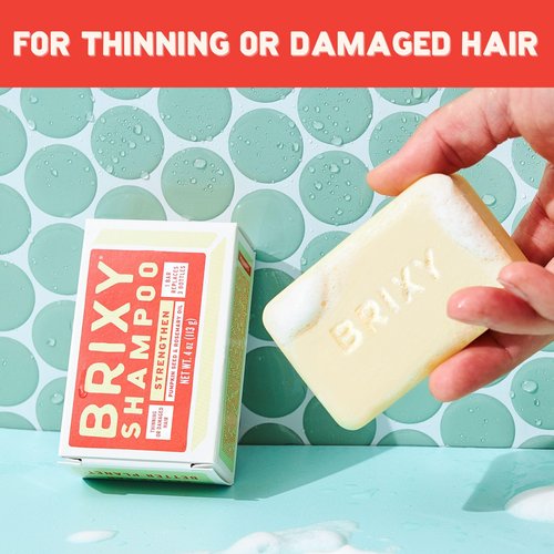 BRIXY Strengthening Shampoo Bar For Thinning Hair | Pumpkin Seed Oil, Rosemary Oil, & Caffeine | Ceramide & Niacinamide Support The Moisture Barrier | pH Balanced, Color Safe, Vegan, Made In USA