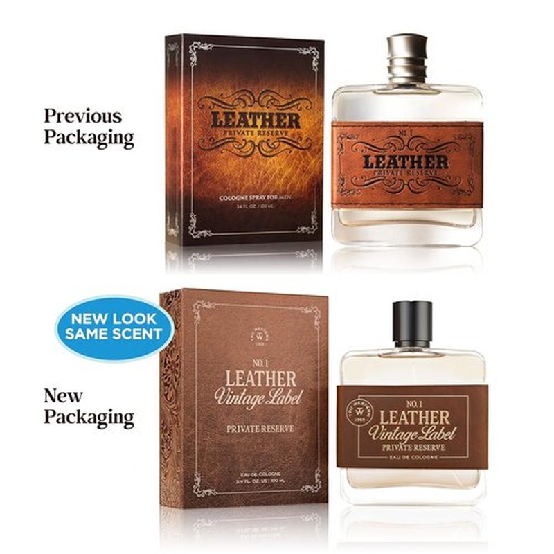 Tru Western Leather No. 1 | Vintage Label Private Reserve Fragrance - 3.4 fl oz (100 ml) with Cedarwood & Clementine Notes