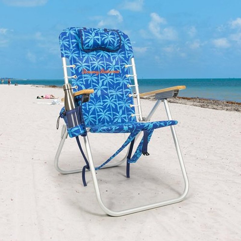 Tommy Bahama Folding Beach Backpack Chair - 4-Position Lace-Up Suspension - 17" Seat Height