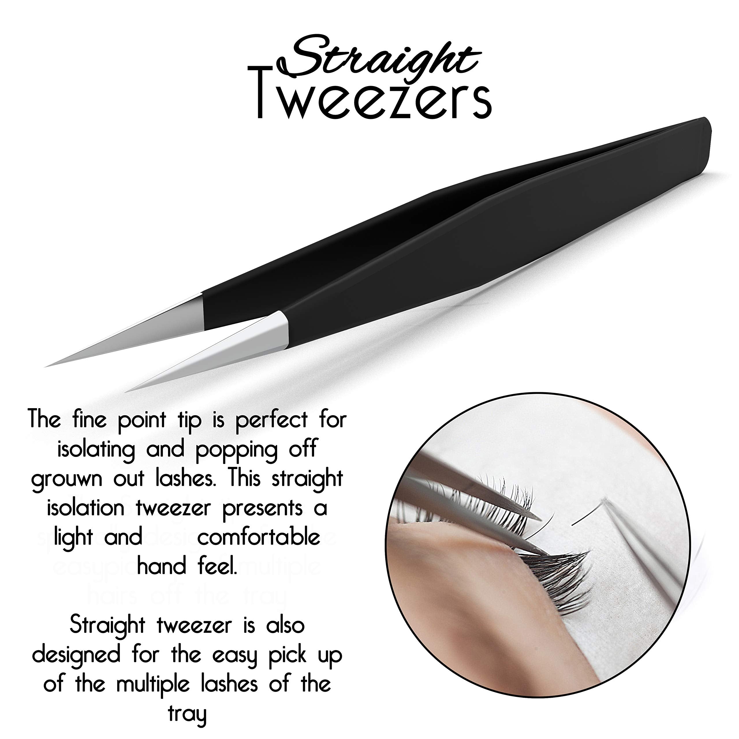 Lash Tweezers for Volume, Isolation & Classic Lashes, 3 Pack, Black