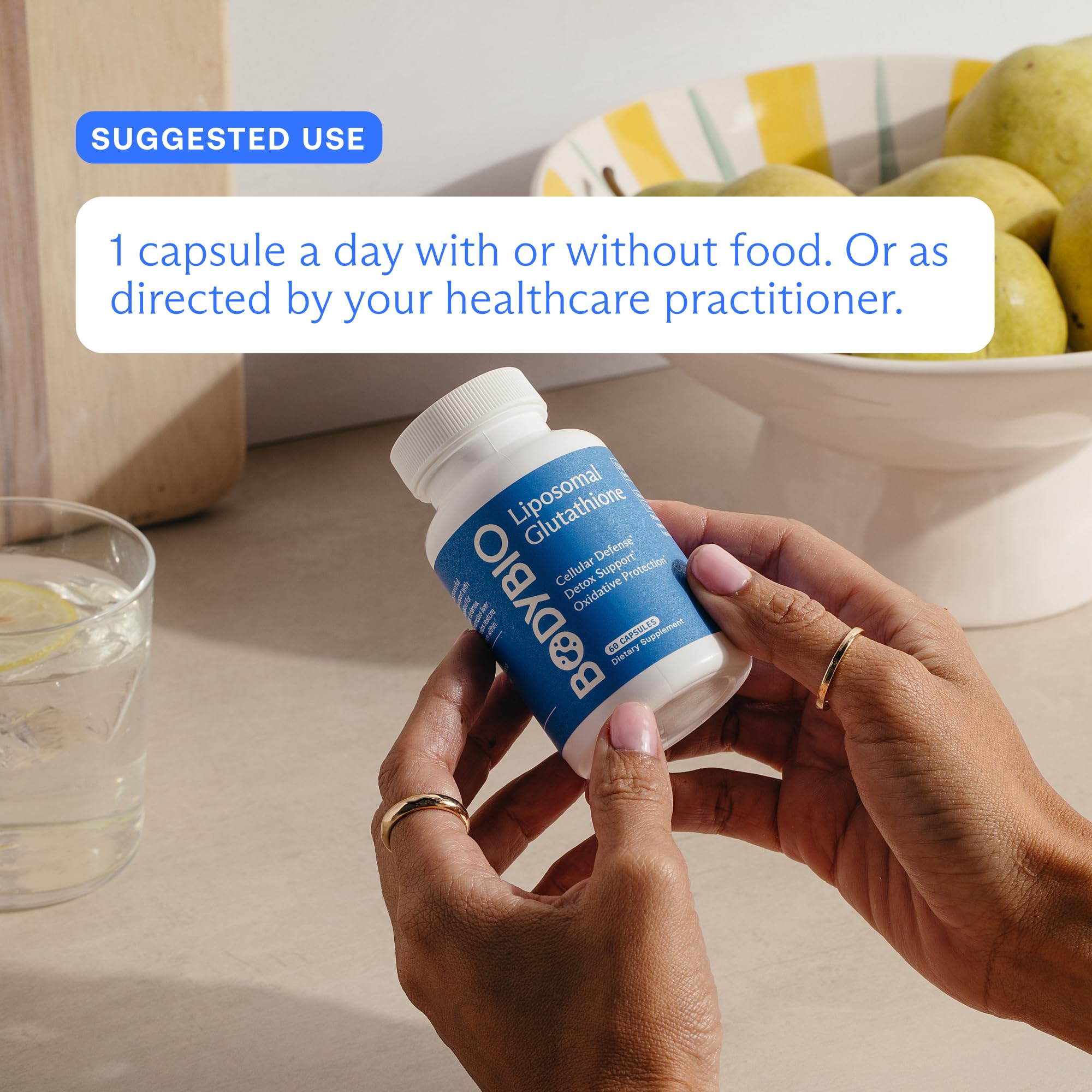 BodyBio Liposomal Glutathione - Master Antioxidant for Cellular Protection, Advanced Liposomal Absorption for Detox & Toxin Removal 60 Capsules