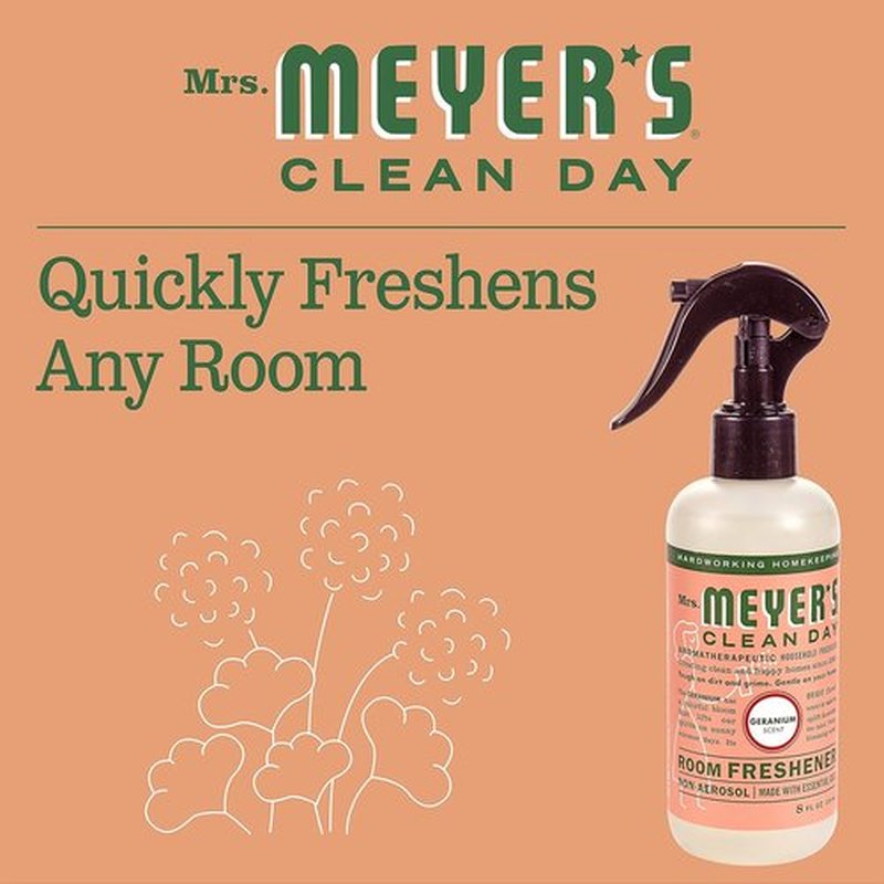 Mrs. Meyer's Clean Day Room & Air Freshener Spray - Non-Aerosol Essential Oils, Geranium, 8 Fl. Oz (Pack of 3)