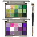 UCANBE Eyeshadow Palette Set - 2pcs Green & Purple Shimmer Matte Eye Shadows with Soft Brush for Halloween Cosplay