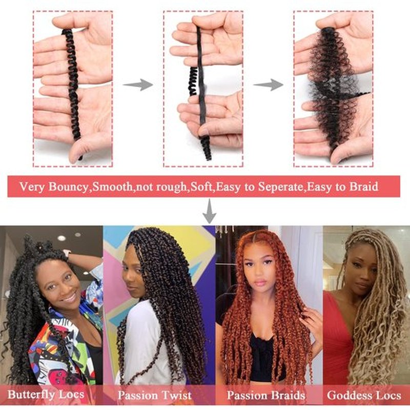Leeven 18 Inch Passion Twist Crochet Hair 126 Strands Natural Black Water Wave Crochet Hair for Butterfly Locs Passion Twist Hair for Women Long Synthetic Bohemian Braids Crochet Hair 1B#