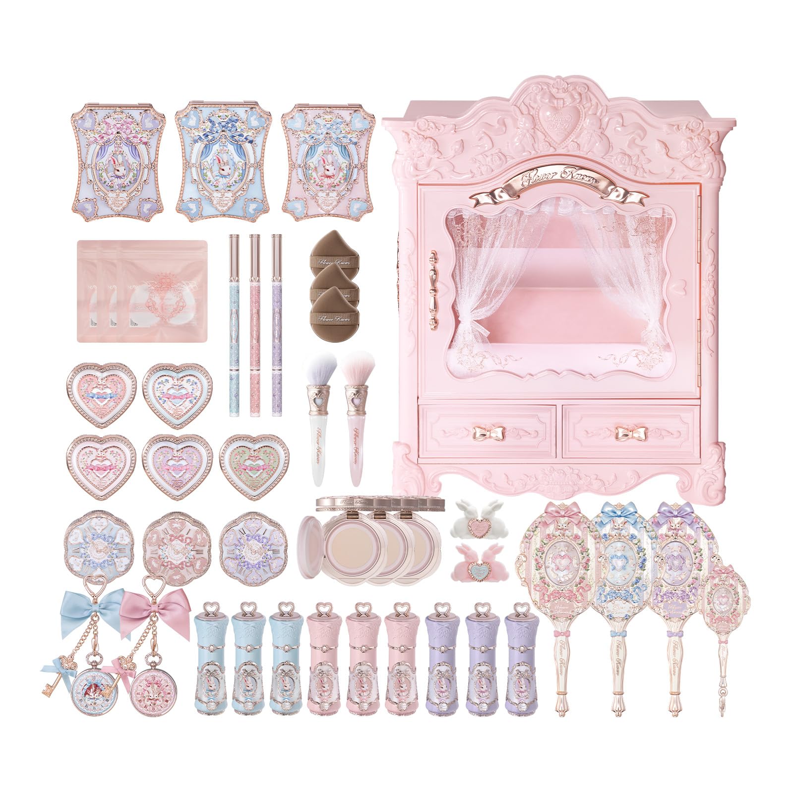 Flower Knows Bunny Garden All-In Box Set,All in One Full Cosmetics Makeup Kit,Perfect Easter Holiday Birthday Make Up Gift(Cushion Cream Foundation C01)