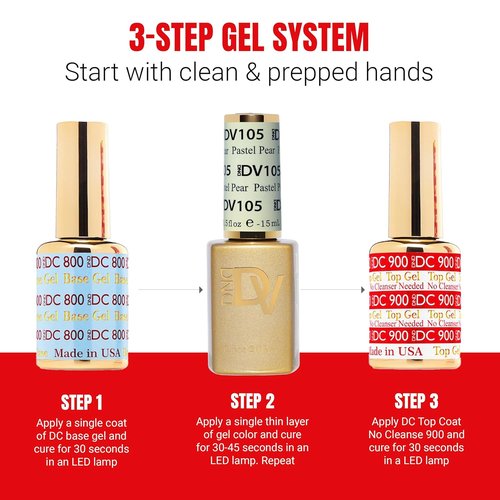 DND Gel Polish Set - Coquette Collection | UV/LED Gel & Air Dry Nail Lacquer Duo, 105 Pastel Pear, 0.5 Fl Oz