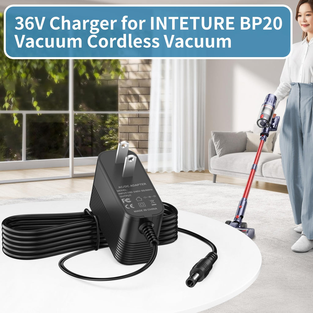 Charger for 29.6V Battery Cordless Vacuum Cleaer, 36V Adapter Compatible with INTETURE BP20 550W 45Kpa Cordless Vacuum Cleaner Power Supply
