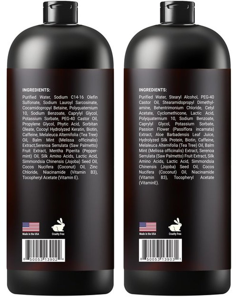 Biotin Shampoo and Conditioner Set with Keratin - Sulfate-Free Advanced Anti-Thinning, Hair Growth Shampoo and Conditioner Combo Repair Formula - with DHT Blockers, for Men & Women - 16 fl oz each