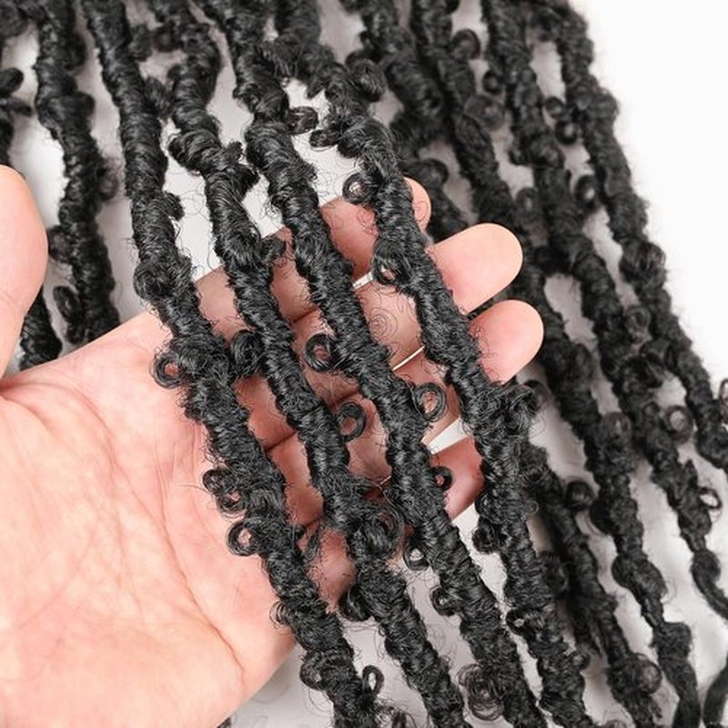 Short Butterfly Locs Goddess Locs Crochet Hair With Curly Ends Distressed Faux Locs Synthetic Soft Locs Crochet Hair For Black Women Hair Extensions (14 Inch, 6packs,1B)