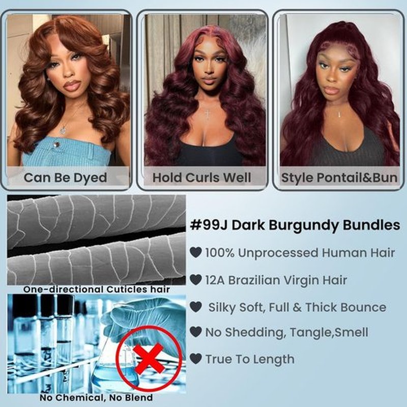 ALHER Dark Burgundy 2X6 HD Lace Closure Human Hair Body Wave, 12A Wine Red 99J Long Deep Parting 2 by 6 HD Transparent Lace Closure Middle Part Kim K Closure Wavy With Baby Hair (2X6 Closure, 12 Inch)