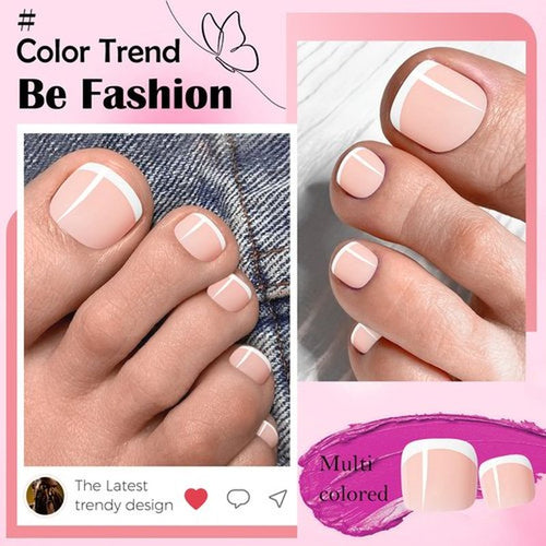 240pc White French Tips Press on Toenails Women Fake Toe Nails with Tabs, Nude Fake Toenails Press on Nails Toe Acrylic Nail Tips Short Square Glue Toenails Stick Artificial Toe Nails Press ons