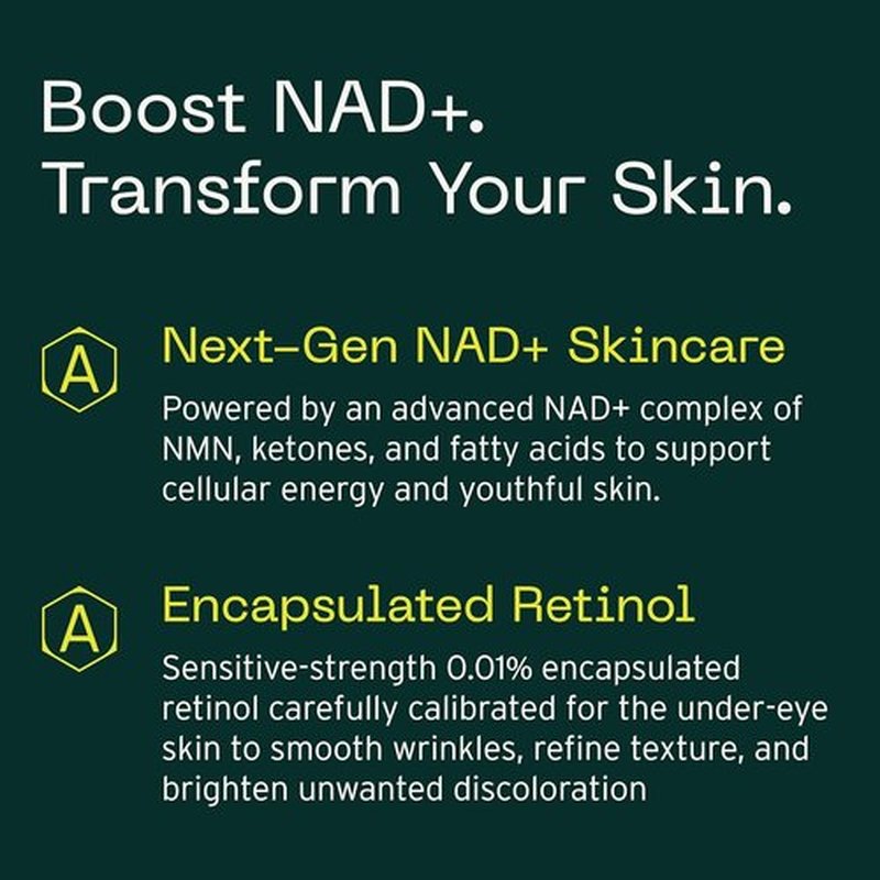 Aramore NAD+ Renewing Eye Cream - Brightens Dark Circles & De-Puffs Under-Eyes | Hydrating Retinol Formula - 15ml