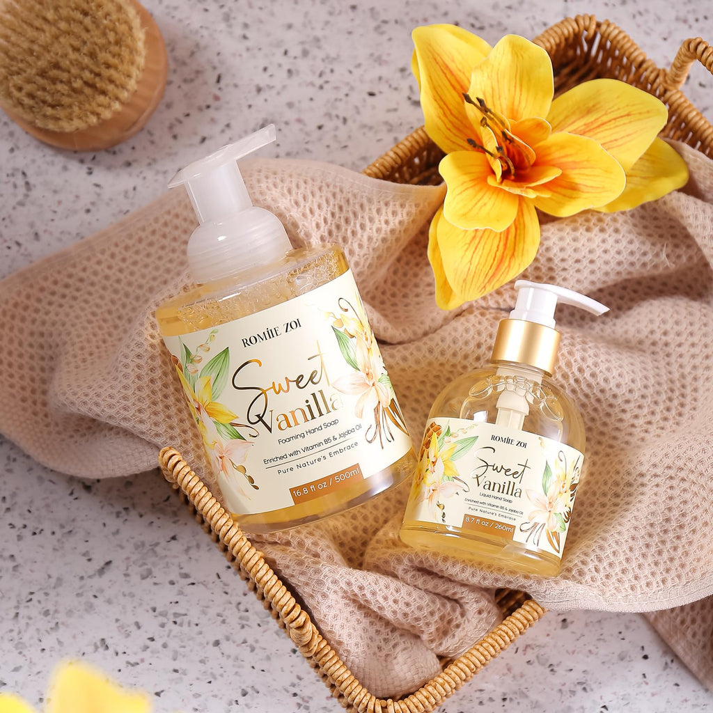 ROMIIE ZOI Foaming Hand Soap with Gift Box- Sweet Vanilla - Biodegradable Formula Moisture & Revitalize - 500ml/ 16.8oz