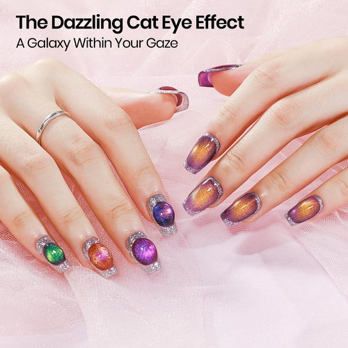 SUPWEE Magnetic Nail Polish Gel, 12 Colors Cat Eye Gel Nail Polish Set with Magnet, High Glossy, UV Lamp Cure, Vegan, Non Toxic, Long Lasting, 0.24fl oz