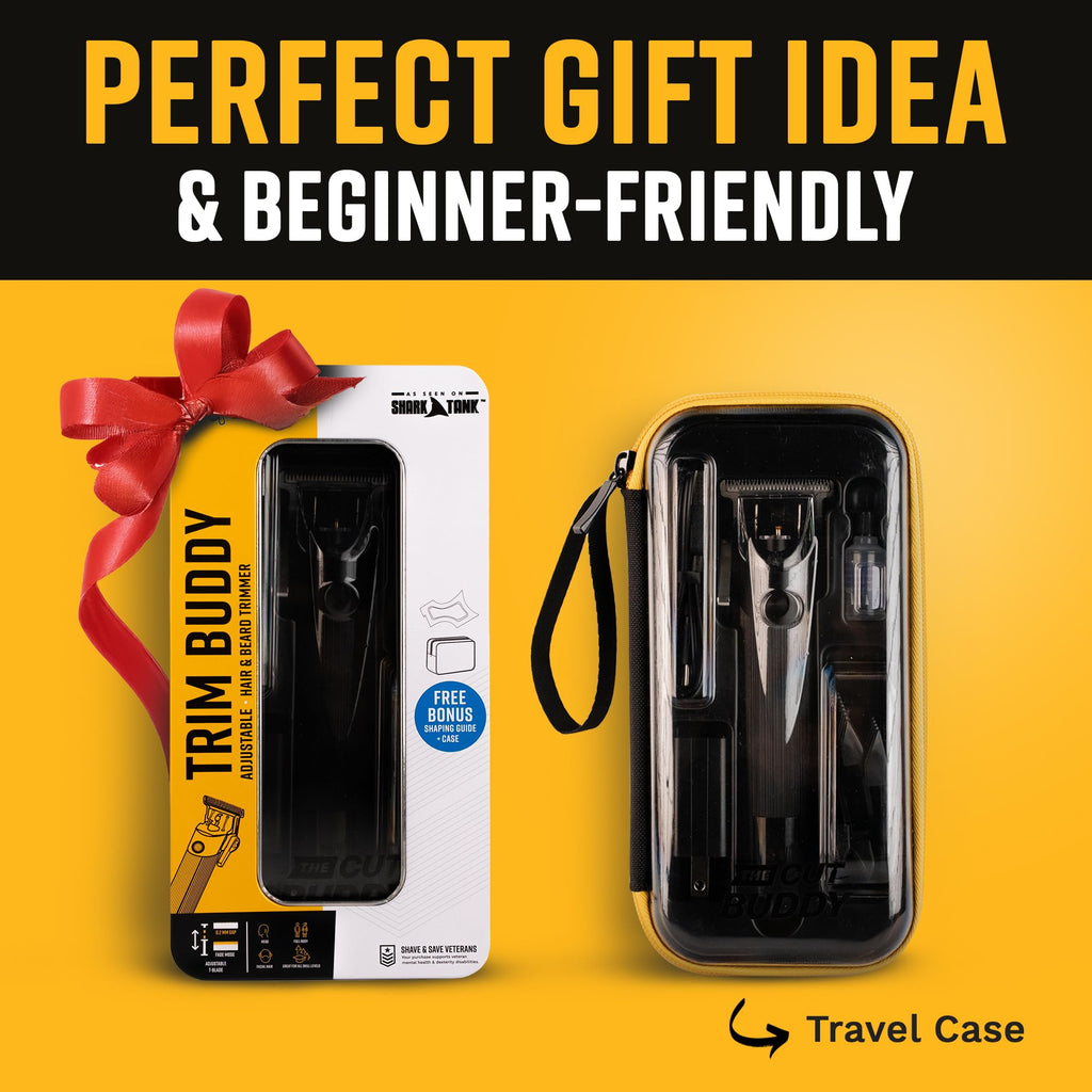 The Cut Buddy Trim Buddy, Cordless Beard & Hairline Trimmer with 4 Guards + Shaping Tool, Beginner-Friendly, Rechargeable, T-Blade Precision, As Seen on Shark Tank