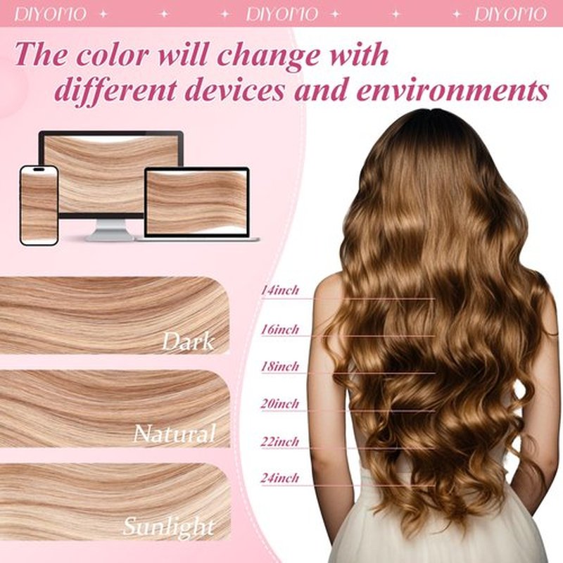 DIYOMO I Tip Hair Extensions - Human Hair,Ash Brown Highlighted Bleach Blonde 20 Inch For Women Soft & Natural Itip Human Hair Extensions 50g 60s
