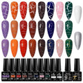 MTSSII 12pc Crackle Gel Nail Polish Set - 8 Colors, Amazing Crackle Effect, Long-lasting, UV LED Lamp Needed