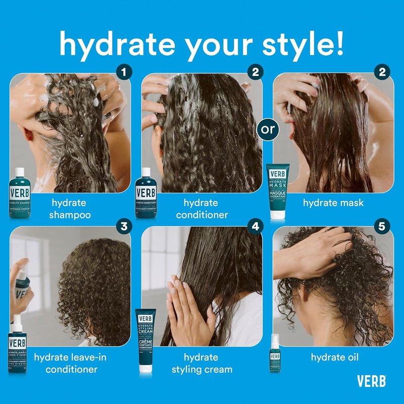 VERB Hydrate Shampoo & Conditioner Duo - Nourishes Dry, Frizzy Hair for Smoothness - Amber & Warm Jasmine Scent