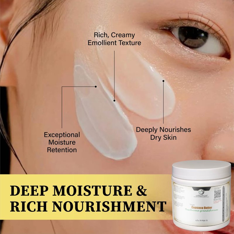 uh*Roh*Muh Virgin Cupuacu Butter Unrefined Ultra Moisturizing Nourishing Natural Butter for Skin and Hair Products and Skincare Formulations Cold Pressed Seeds Extraction Brazil Net wt: 0.45kg / 1 lb