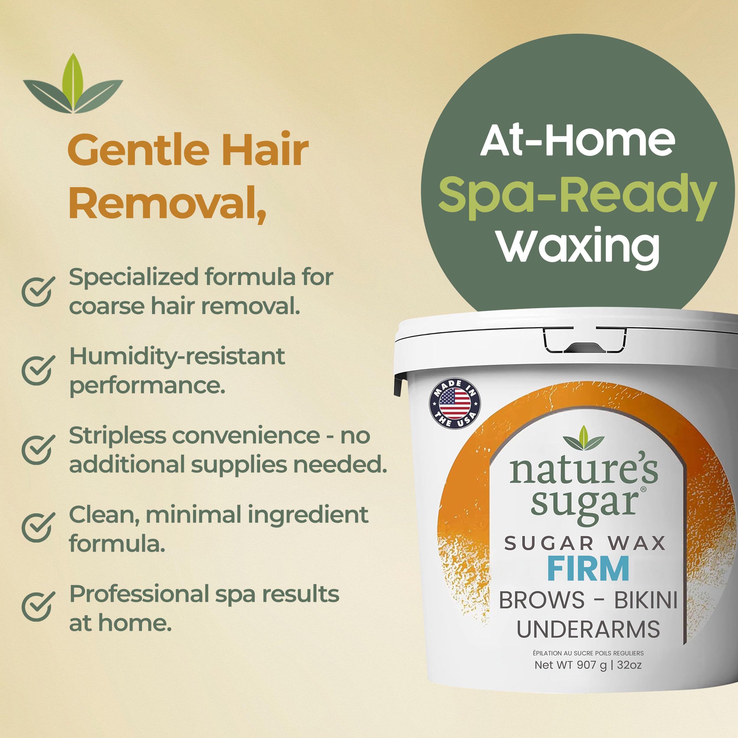 Nature's Sugar - Sugar Wax Firm Paste, Coarse Hair & Brazilian - 32 oz