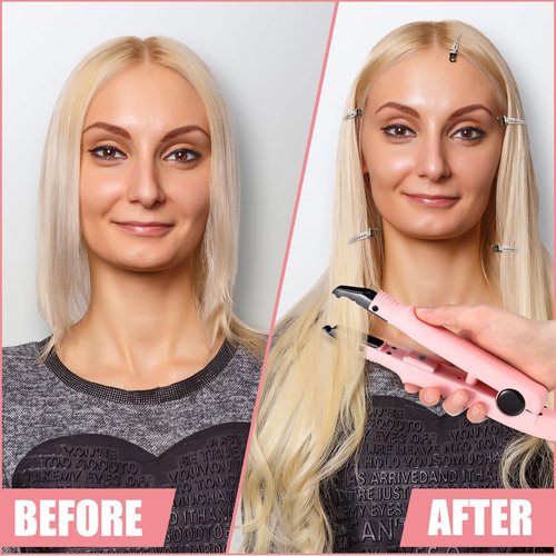 Lanties Hair Extensions Iron Fusion Keratin Hair Extensions Heat Tool Heat Connector Wand with Fusion Glue Protector Template Hair Clip Finger Protector 2 Bag Keratin Glue Granule Bead(Light Pink)