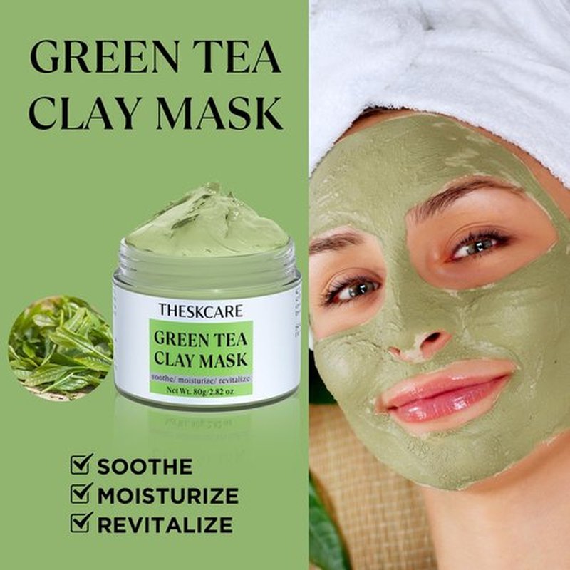 THESKCARE 3 PCS Clay Mask Set, Turmeric Vitamin C Clay Mask, Dead Sea Mud Mask, Green Tea Mask, Facial Mask for Oil Control, Deep Cleaning, and Radiant Skin, 240g, 2.82 OZ each