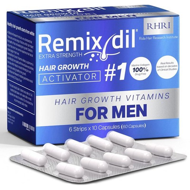 Hair Growth Vitamins - Regrow Hair for Men | Strengthens Beard & Scalp | Reduces Thinning | 60 Fast-Acting Capsules