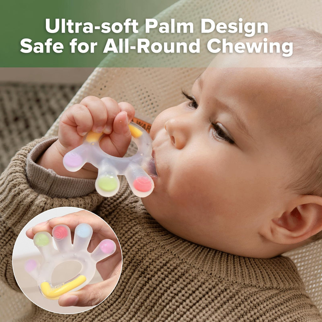 Haakaa Palm Teether - Soft Silicone Baby Soothing Teether Pacifier - Frozen Teething Toy for 3M+ Babies - BPA Free (1 Pack)