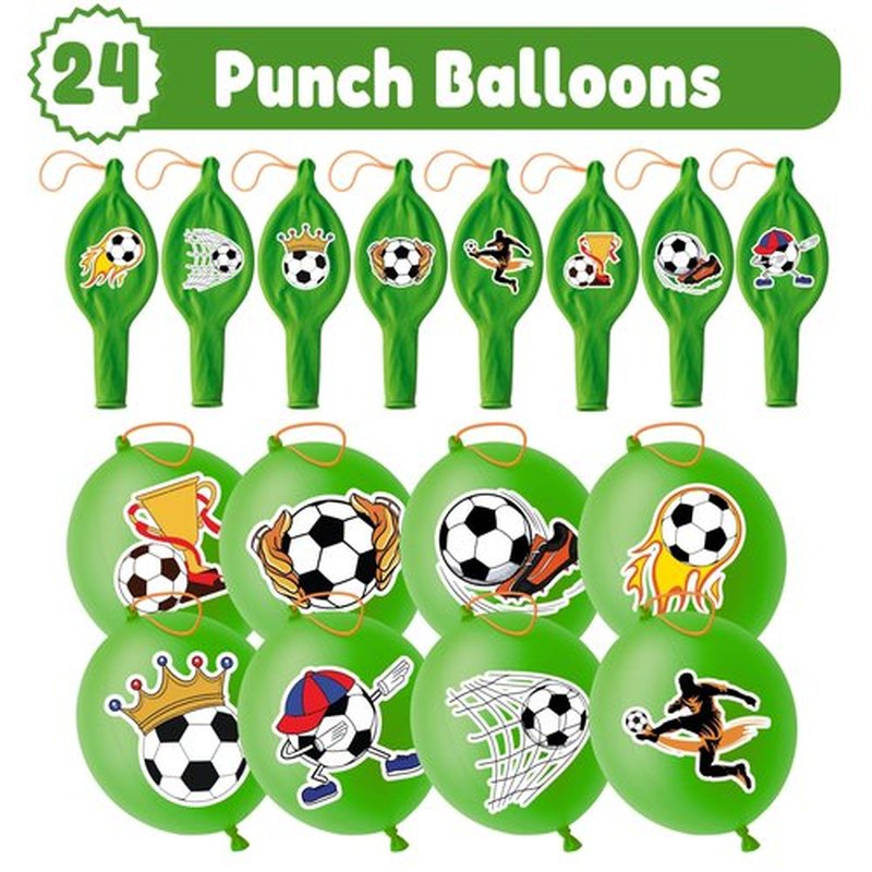 72 PCS Soccer Party Favors – 48 Pre-Cut Temporary Tattoos & 24 Soccer Punch Balloons Themed Birthday Party Decorations Supplies Favors Gifts, Goodie Bag Fillers, Classroom Rewards