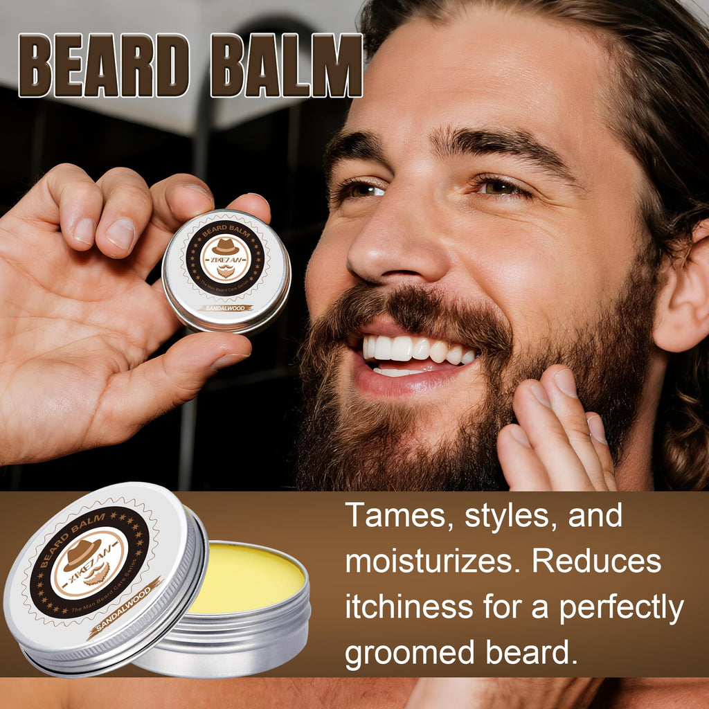 XIKEZAN Beard Kit for Men Grooming & Care w/Sandalwood-Soften,Soothe Beard