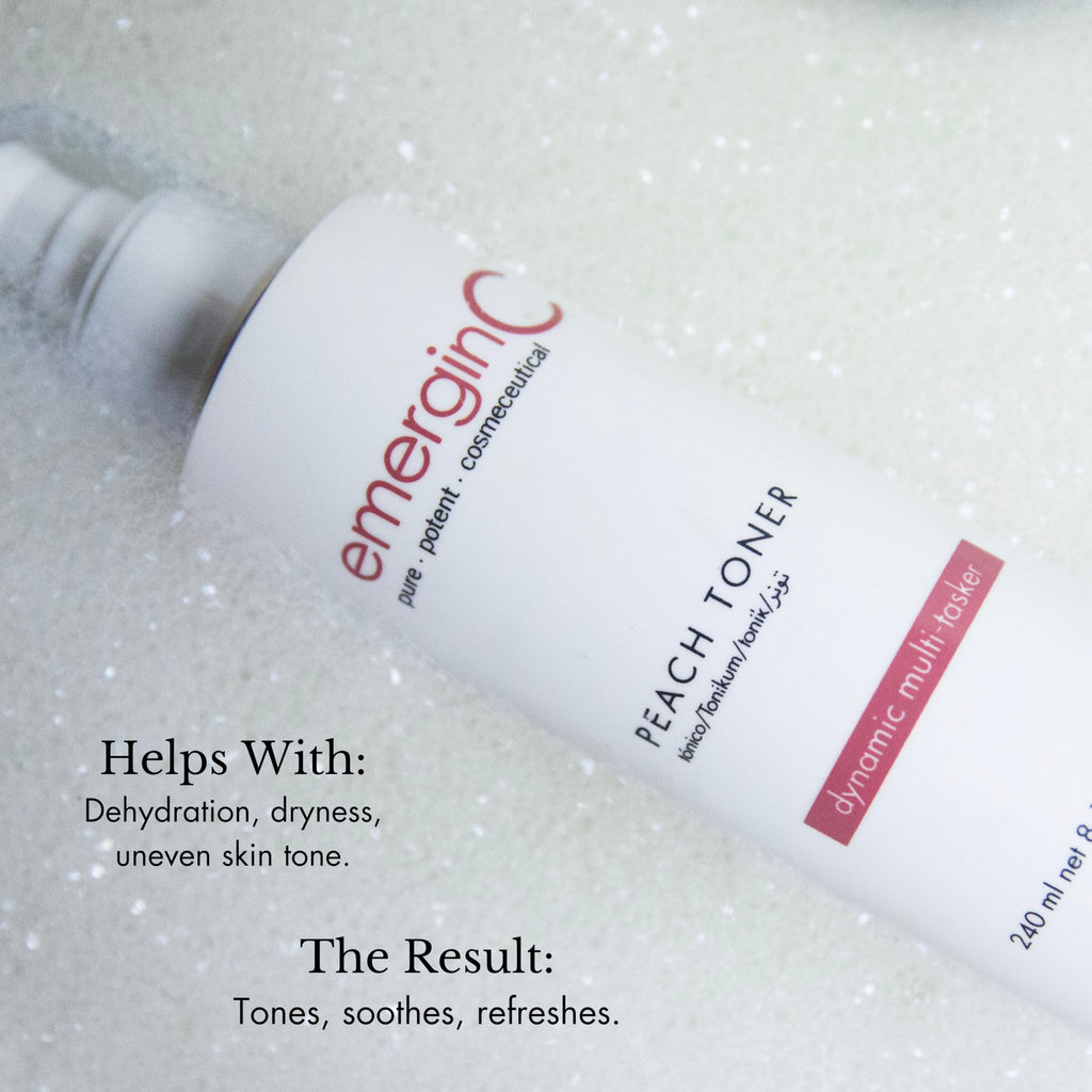 emerginC Peach Toner - Facial Toner with Vitamin C + Witch Hazel to Refresh + Soothe Skin (8.1 oz, 240 ml)