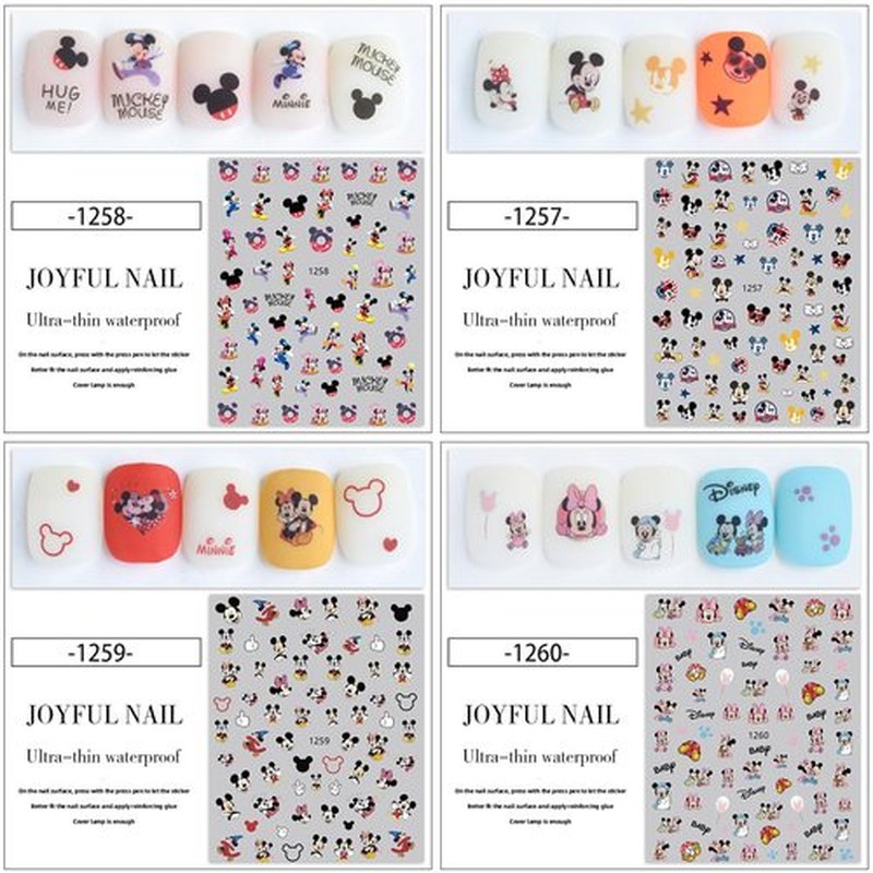 6Pieces 3D Mouse Nail Stickers Cute Kawaii Cartoon Nail Stikers Self-Adhesive Nail Decals for Women Girls Kids Nail Art Stickers