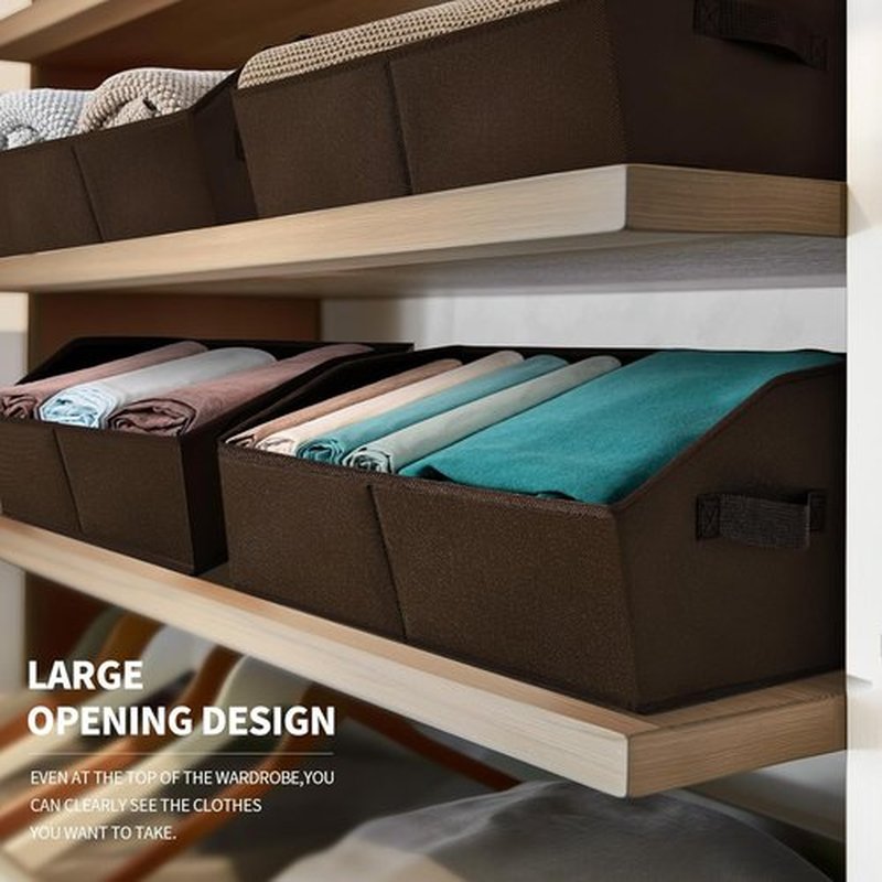 Homsorout Decorative Storage Baskets - Trapezoid Closet Bins with Handles, 3 Pack, Brown