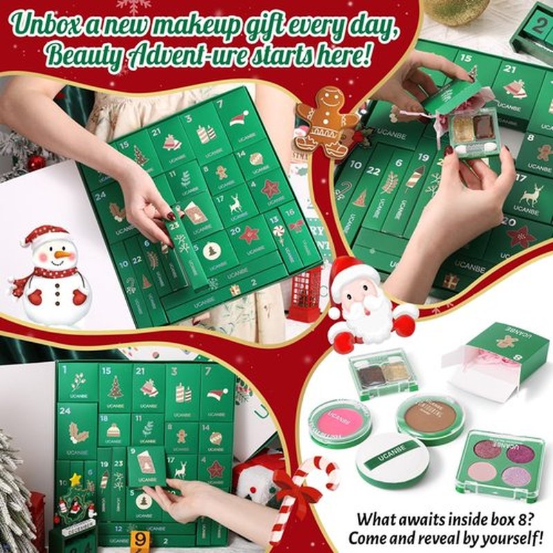 Makeup Advent Calendar 2025, 24 Days Christmas Makeup Gift Set for Adult Women & Teen Girls, UCANBE 2025 Xmas Countdown Calendar Beauty & Cosmetics Holiday Surprise Make Up Gift Kits for Women Full Kit