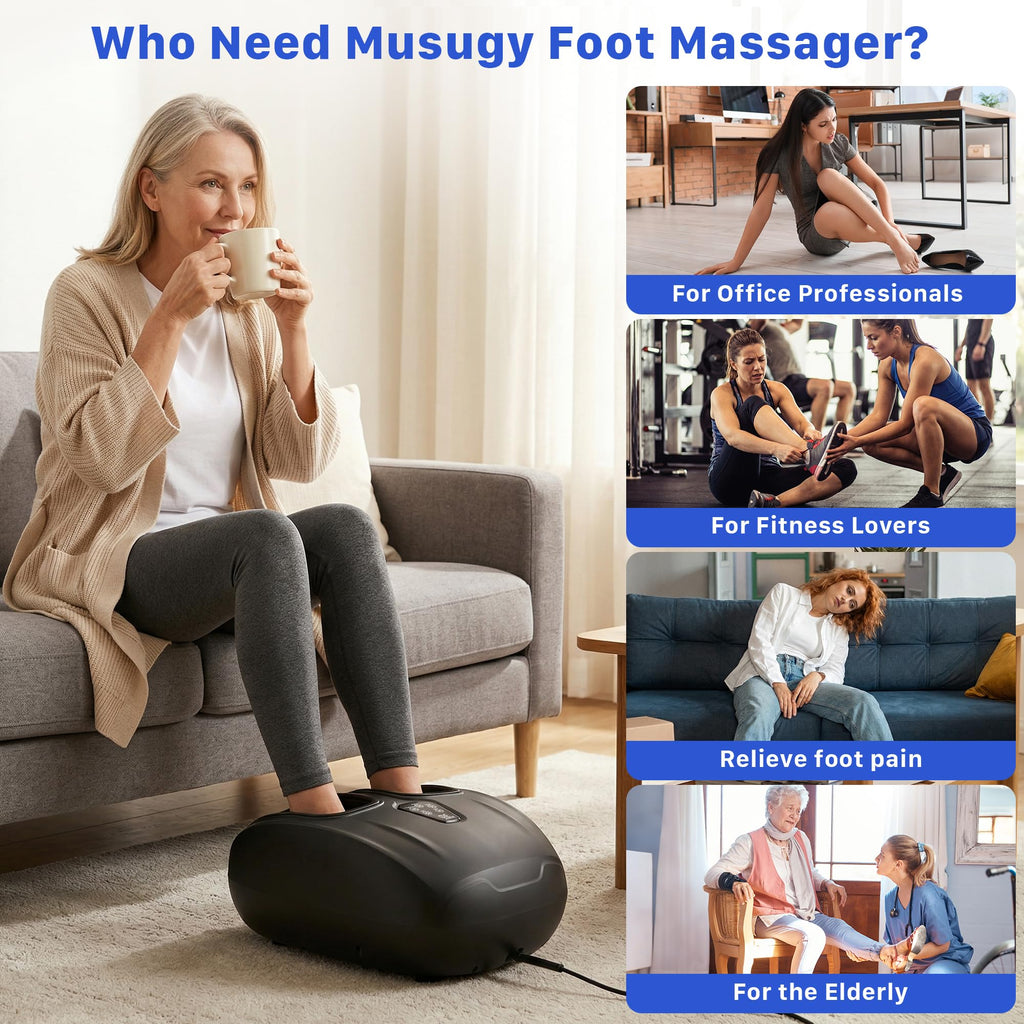 Musugy Foot Massager with Heat and Compression 2026 Upgraded Shiatsu Style