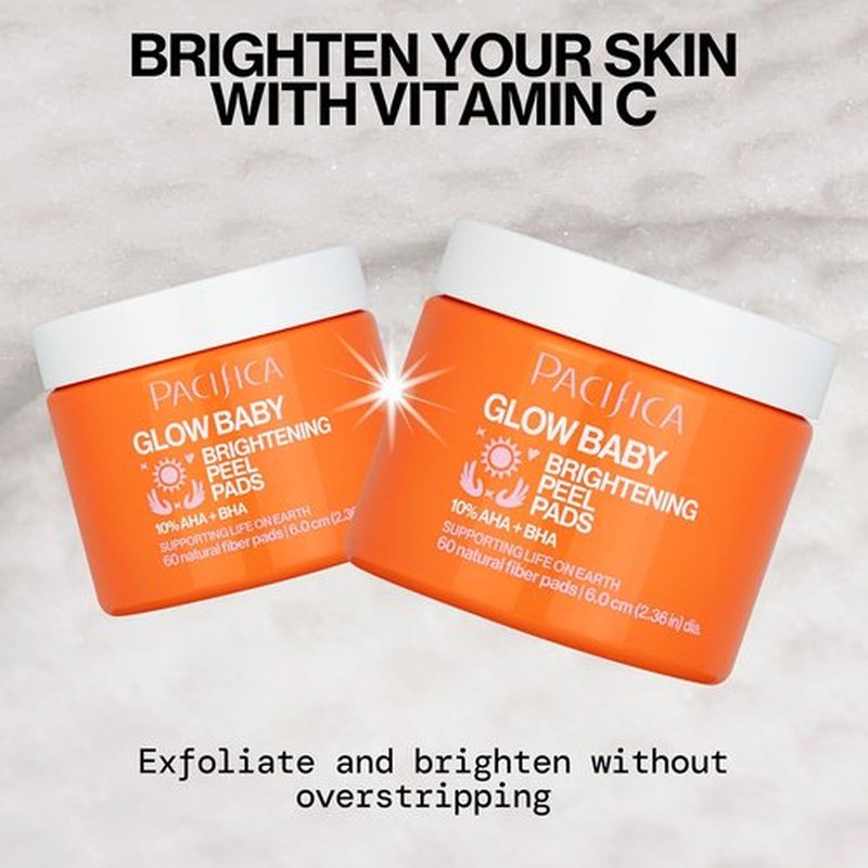 Pacifica Brightening Peel Pads - Glow Enhancing Exfoliation | 60 Count for Radiant Skin