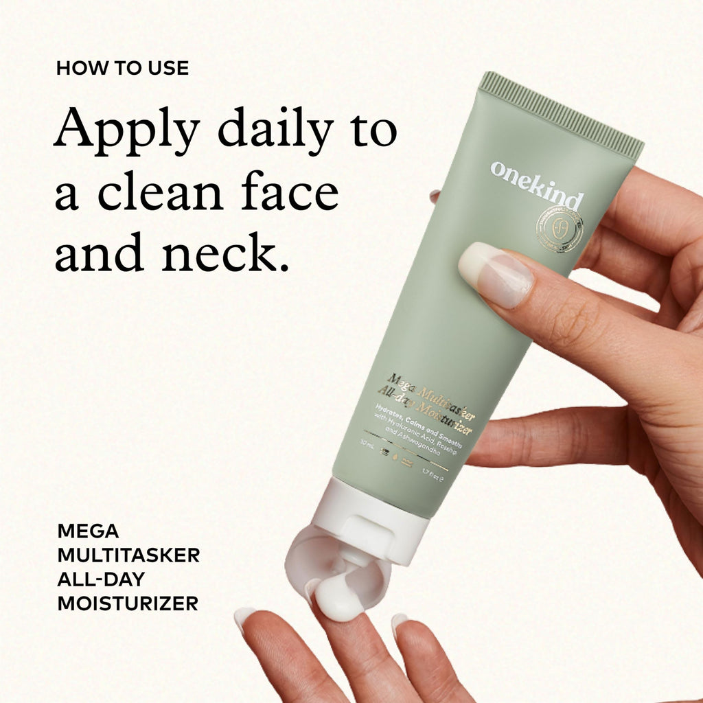 Onekind Mega Multitasker All-Day Moisturizer, Hydrating Face Cream with Hyaluronic Acid and Glycerin, Fragrance-Free Anti-Aging Moisturizer for Sensitive & Mature Skin, Clean Skincare, (Pack of 2)