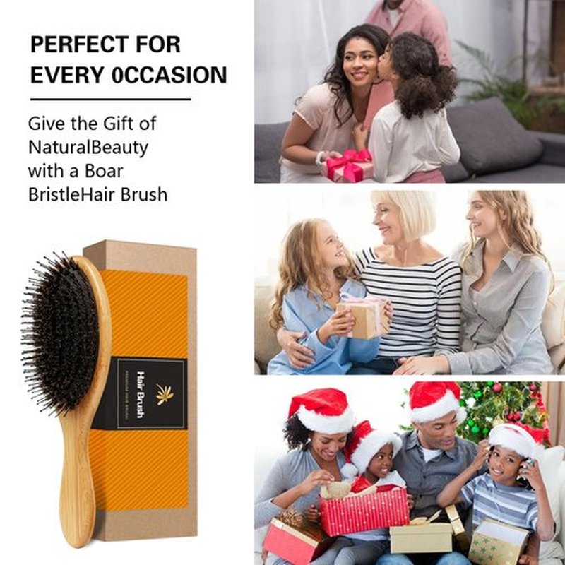 100% Boar Bristle Hair Brush,Hair Brushes for Women & Mens Hair Brush,bamboo hair brush,Restores Hair's Shine and Health,Detangling Brush for Long, Curly or Any Type of Hair