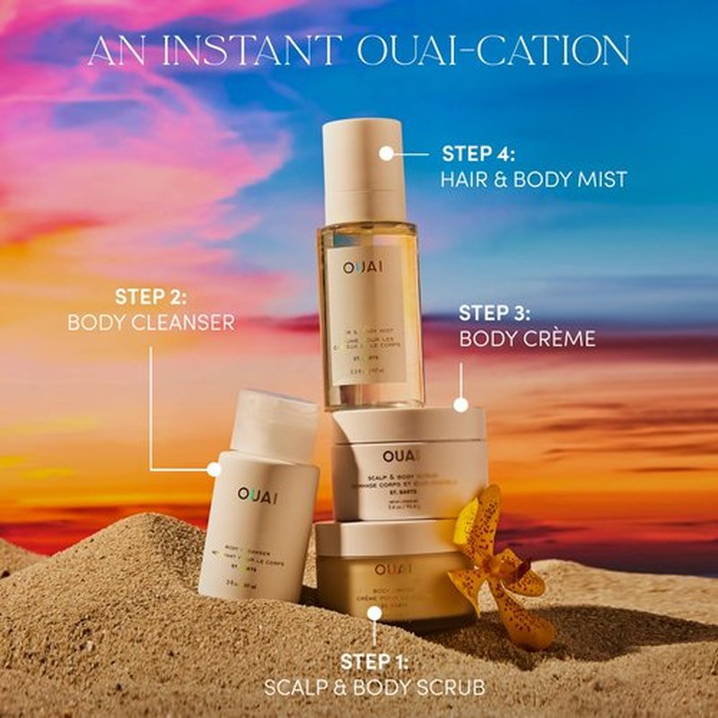 OUAI Body Creme, St. Barts Travel Size - Hydrating Whipped Body Cream with Cupuaçu Butter, Coconut Oil & Squalane - Softens Skin & Delivers Radiant Glow - Sulfate-Free Skin Care (3.4 oz)