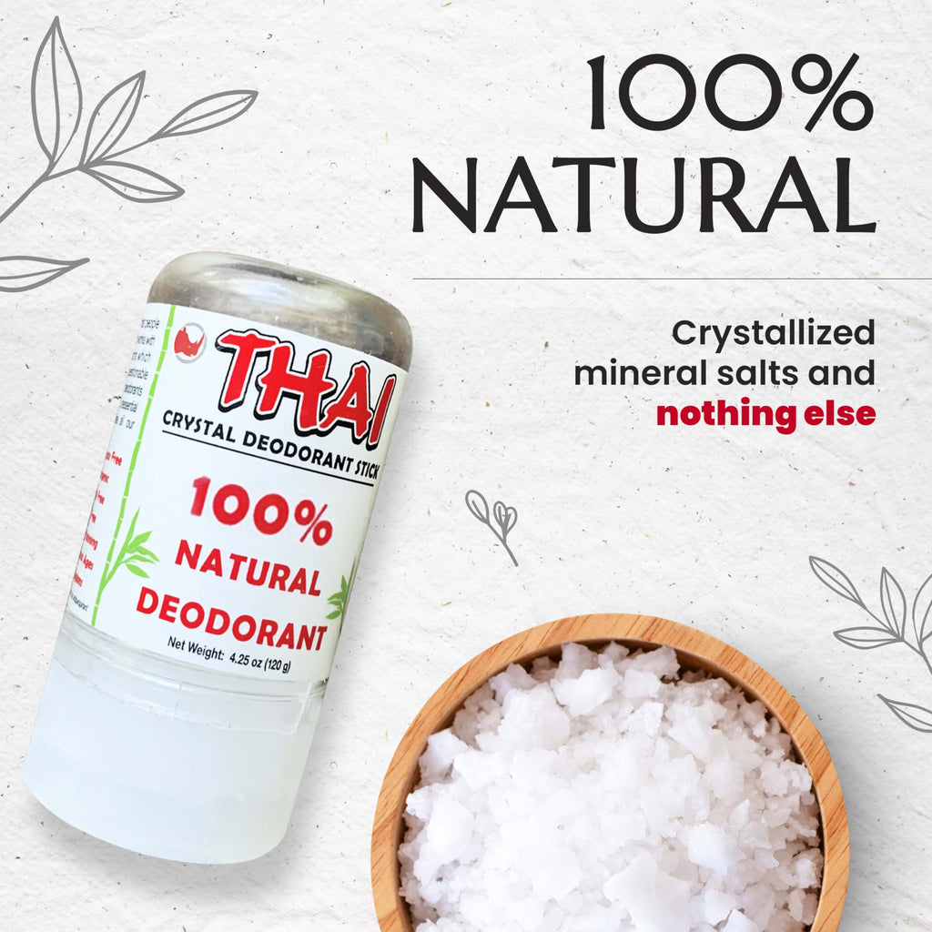 2-Pack Thai Crystal Deodorant - Clinically Tested - Dermatologist Approved Natural Whole Body Deodorant for Men, Women & Teens - Crafted in USA