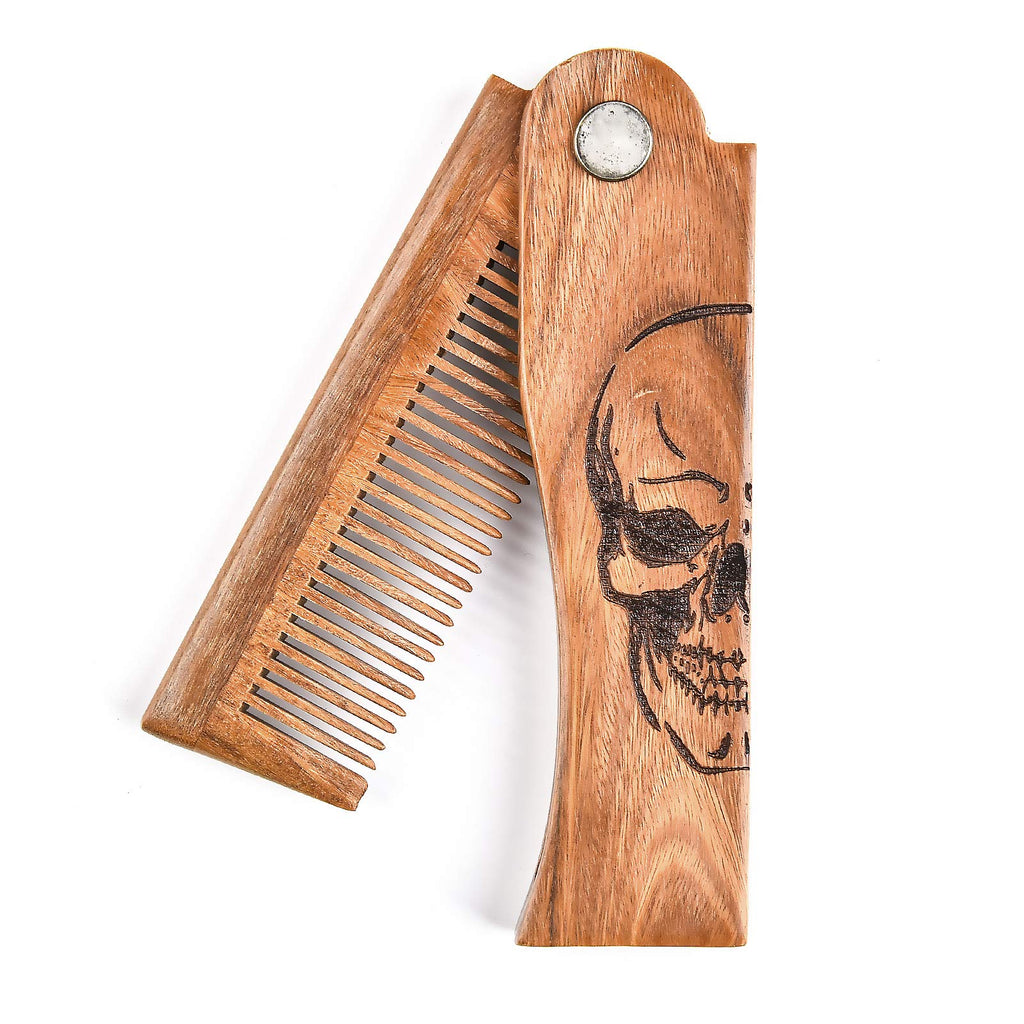 Menesia Folding Wooden Beard Comb for Men
