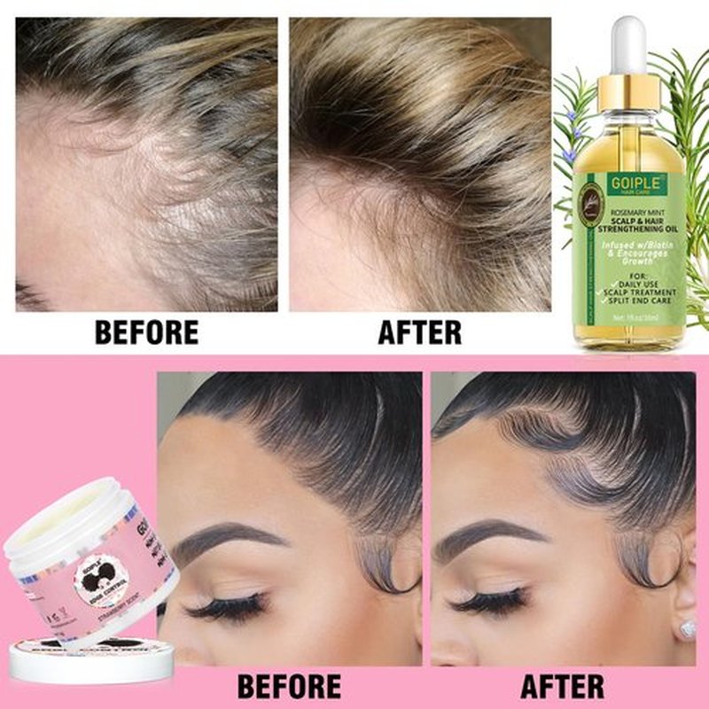 Edge Control Wax Strong Hold Non-greasy Hair Styling Gel - Edge Wax No Flaking Edge Control for Black Hair Edge Wax for Women Rosemary Hair Oil for Hair Growth Edge Brush Hair Braid Bonnet(7pcs)