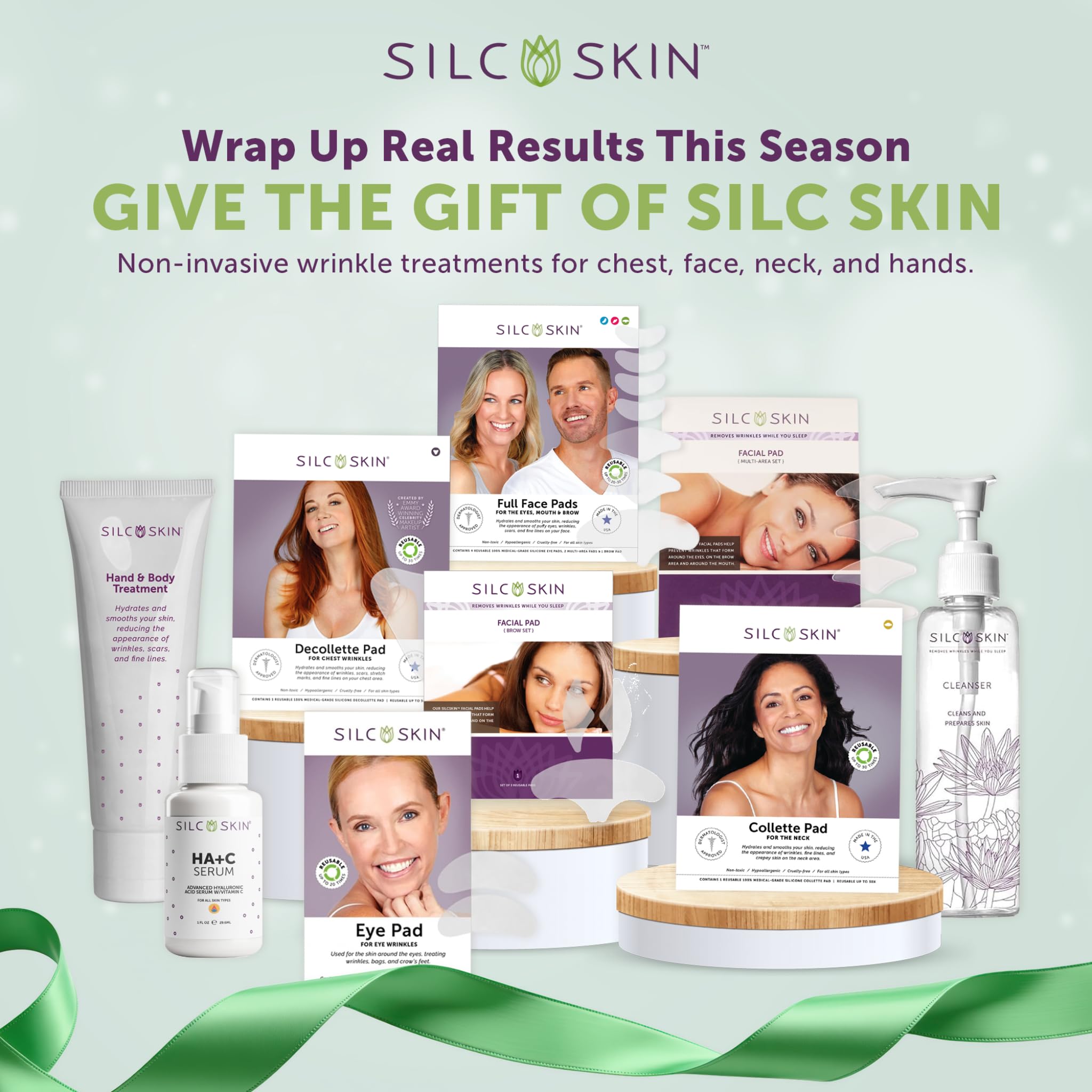 SilcSkin Complete Face and Body Bundle. 3 Pack including Full Face, Collette, and Décolletté