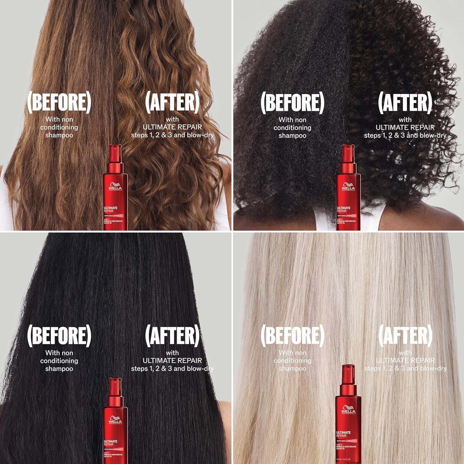 Wella Professionals Ultimate Repair Shampoo & Conditioner Bundle | Miracle Leave-In Treatment for Instant Repair & Moisture | AHA & Omega-9 Enriched