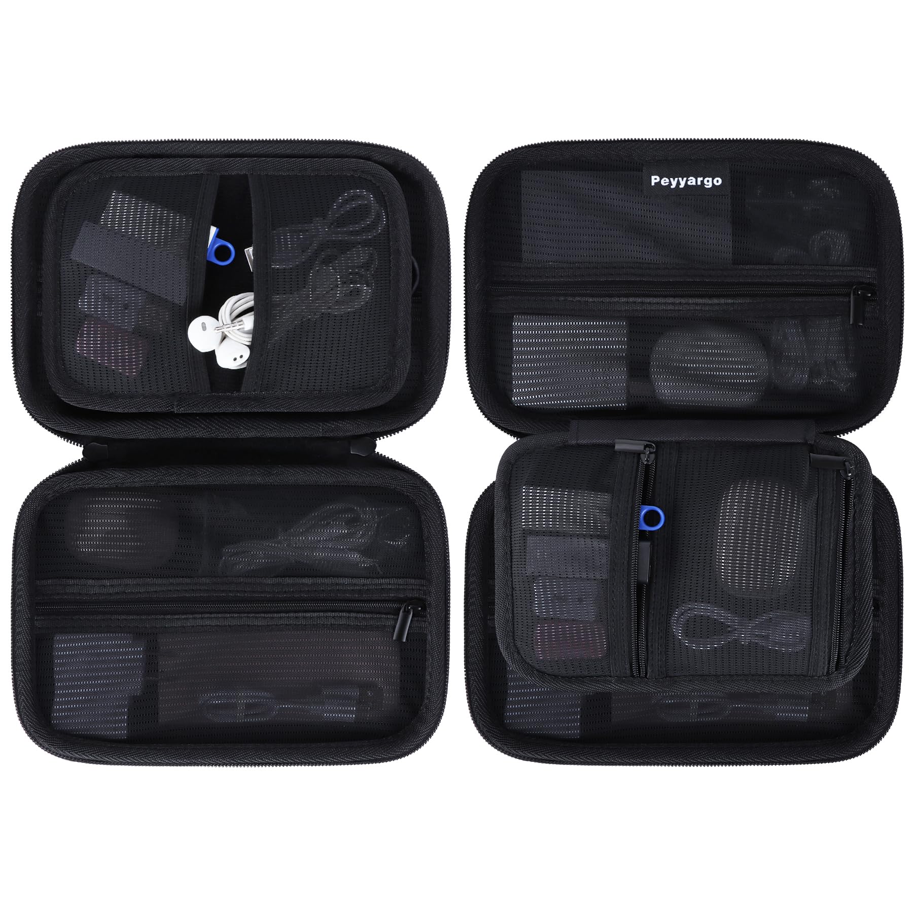Peyyargo Electronic Organizer Travel Case for MacBook Power Adapter Chargers Cables Tech Organizer Hard Drive USB Flash Disk SD Card Cord Portable Electronics Accessories Bag