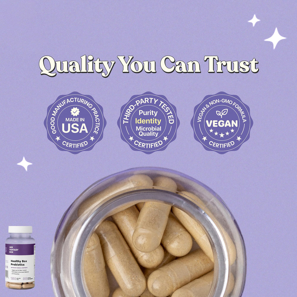Her Fantasy Box | Healthy Box | Vaginal Probiotics for Women – Prebiotics + Advanced Lactobacillus Blend – Supports Natural Hormonal Balance – Feminine Health Support with Cranberry & D-Mannose